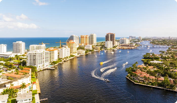 Fort Lauderdale boats on waterway.